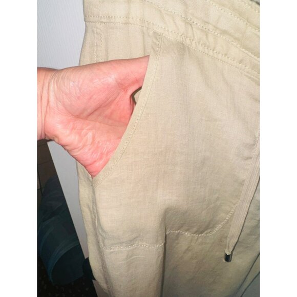 NWT John Mark Wide Leg Linen Crop Pants S Beige Linen Relaxed Fit Sustainable - Picture 8 of 10